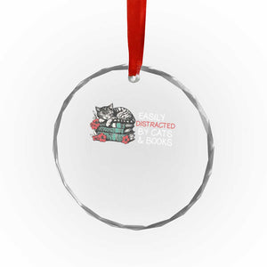 Easily Distracted By Cats And Books Crystal Glass Ornament Funny Book Lover Gift TS12 Print Your Wear