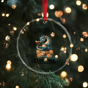 Easily Distracted By Dragon And Books Crystal Glass Ornament Cute Book Lover Gift TS12 Print Your Wear