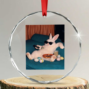 Easter Bunny Iced Coffee Crystal Glass Ornament Funny Animal Meme TS14 Transparent Glass 3'' Circle Print Your Wear