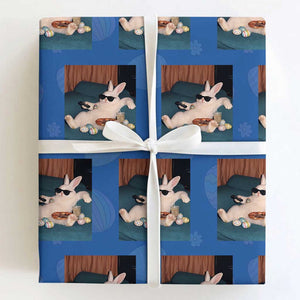 Easter Bunny Iced Coffee Wrapping Paper Roll Funny Animal Meme TS14 Royal Blue Print Your Wear