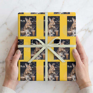 Easter Bunny Iced Coffee Wrapping Paper Roll Funny Rabbit Egg Painting TS14 Yellow Print Your Wear