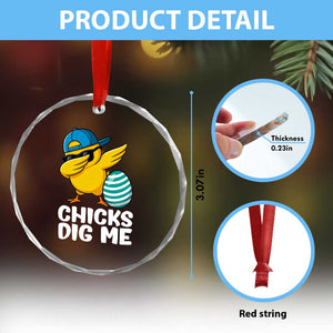 Easter Chicks Dig Me Crystal Glass Ornament Cute Chicken Dabbing Egg Hunt Toddler TS14 Print Your Wear