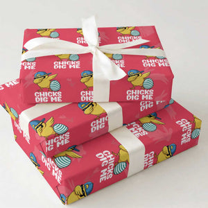 Easter Chicks Dig Me Wrapping Paper Roll Cute Chicken Dabbing Egg Hunt Toddler TS14 Red Print Your Wear