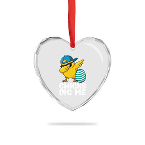 Easter Chicks Dig Me Heart Crystal Glass Ornament Cute Chicken Dabbing Egg Hunt Toddler TS14 Print Your Wear