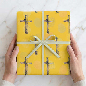 Easter Christian Wrapping Paper Roll Vintage Cross Farmhouse Religious Not About Bunny About the Lamb TS10 Yellow Print Your Wear