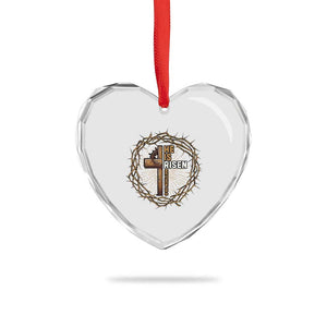 Easter Cross He is Risen Heart Crystal Glass Ornament Jesus Christian Crown Of Thorns TS10 Print Your Wear