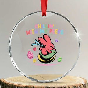 Easter Day Crystal Glass Ornament Chillin With My Peeps Bunnies TS10 Transparent Glass 3'' Circle Print Your Wear