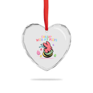 Easter Day Heart Crystal Glass Ornament Chillin With My Peeps Bunnies TS10 Print Your Wear