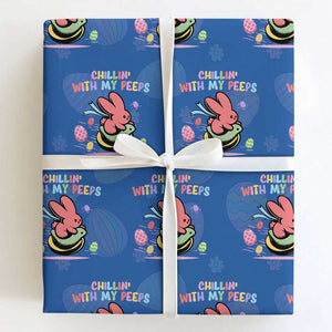Easter Day Wrapping Paper Roll Chillin With My Peeps Bunnies TS10 Royal Blue Print Your Wear