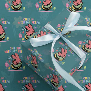 Easter Day Wrapping Paper Roll Chillin With My Peeps Bunnies TS10 Teal Print Your Wear