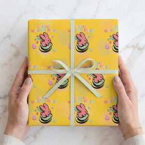 Easter Day Wrapping Paper Roll Chillin With My Peeps Bunnies TS10 Yellow Print Your Wear
