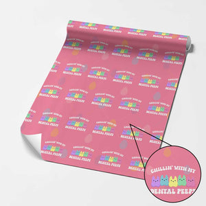 Easter Dental Bunny Wrapping Paper Roll Chilling With My Dental Peeps TS10 Pink Print Your Wear