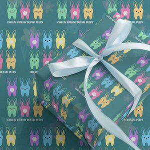 Easter Dentist Wrapping Paper Roll Chilling With My Dental Peeps Bunny TS10 Teal Print Your Wear