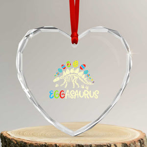 Easter Dinosaur Heart Crystal Glass Ornament Kids Eggasaurus Easter Stegosaurus Dino Toddler Boys TS10 Transparent Glass 3'' Heart Print Your Wear