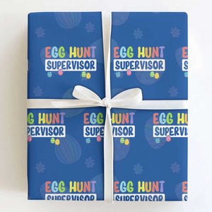Easter Egg Hunt Supervisor Wrapping Paper Roll Funny Mom Dad TS10 Royal Blue Print Your Wear