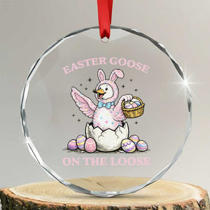 Easter Goose On The Loose Crystal Glass Ornament Funny Easter Egg Hunt Gift TS12 Transparent Glass 3'' Circle Print Your Wear