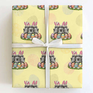 Easter Island Moai Bunny Ears Wrapping Paper Roll Funny Archaeology Gift TS12 Light Yellow Print Your Wear