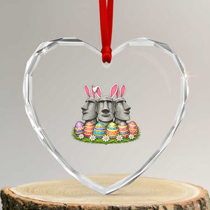 Easter Island Moai Bunny Ears Heart Crystal Glass Ornament Funny Archaeology Gift TS12 Transparent Glass 3'' Heart Print Your Wear