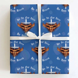 Easter Jesus Has Risen Wrapping Paper Roll Christian Religious Phoenix Resurrection Cross TS10 Royal Blue Print Your Wear
