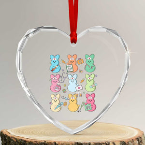 Easter Nurse Bunny Heart Crystal Glass Ornament Funny Nursing Easter Spring Nurse Gift TS10 Transparent Glass 3'' Heart Print Your Wear