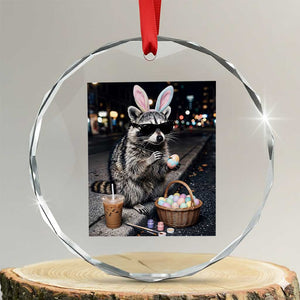 Easter Raccoon Iced Coffee Crystal Glass Ornament Funny Trash Panda Egg Painting TS14 Transparent Glass 3'' Circle Print Your Wear