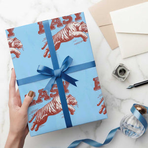 Easy Tiger Wrapping Paper Roll Vintage Distressed Tiger Trendy Grunge Indie Boho TS11 Light Blue Print Your Wear