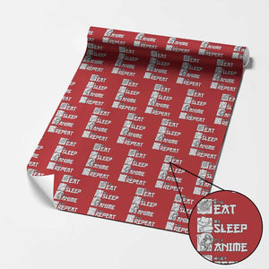 Eat Sleep Anime Repeat Wrapping Paper Roll Japan Otaku Manga Lover TS02 Red Print Your Wear