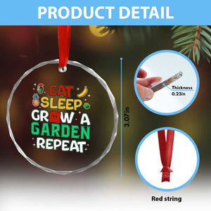 Eat Sleep Grow a Garden Repeat Crystal Glass Ornament Funny Gamer-Inspired Gardening Gift for Plant Lovers TS02 Print Your Wear