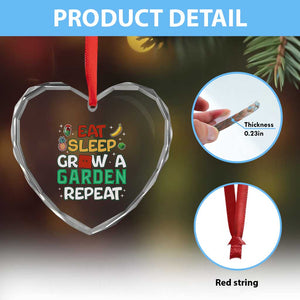 Eat Sleep Grow a Garden Repeat Heart Crystal Glass Ornament Funny Gamer-Inspired Gardening Gift for Plant Lovers TS02 Print Your Wear