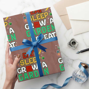 Eat Sleep Grow a Garden Repeat Wrapping Paper Roll Funny Gamer-Inspired Gardening Gift for Plant Lovers TS02 Mocha Print Your Wear