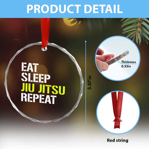 Eat Sleep Jiu Jitsu Repeat Crystal Glass Ornament Cool JiuJitsu BJJ TS10 Print Your Wear