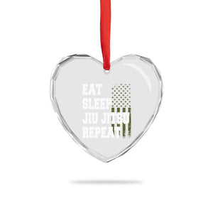 Eat Sleep Jiu Jitsu Repeat Heart Crystal Glass Ornament Cool JiuJitsu BJJ American Flag TS10 Print Your Wear