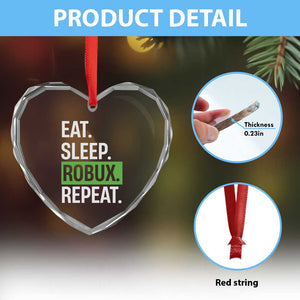 Eat Sleep Roblox Repeat Heart Crystal Glass Ornament Funny Video Game Lovers Gamers