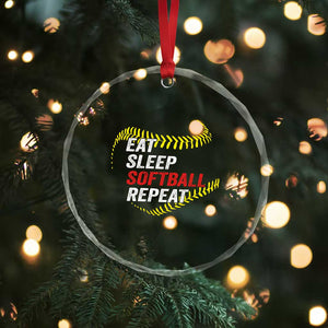 Eat Sleep Softball Repeat Crystal Glass Ornament Funny Softball Player TS11 Print Your Wear