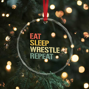 Eat Sleep Wrestle Repeat Crystal Glass Ornament Cool Wrestling TS10 Print Your Wear