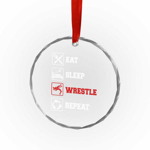 Eat Sleep Wrestle Repeat Crystal Glass Ornament Funny Wrestling Gym TS10 Print Your Wear
