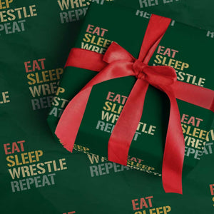 Eat Sleep Wrestle Repeat Wrapping Paper Roll Cool Wrestling TS10 Green Print Your Wear