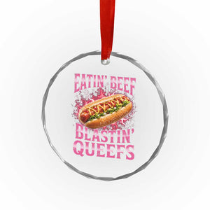 Eatin Beef Blastin' Queefs Funny Embarrassing Hot Dog Retro Bootleg Crystal Glass Ornament