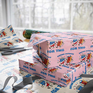 Eating Hotdogs for Two Wrapping Paper Roll Cute Pregnancy Announcement Patriotic 4th Of July TS02 Light Pink Print Your Wear