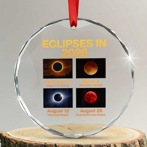 Eclipses in 2026 Celestial Calendar Infographic Crystal Glass Ornament Space Nerd Astronomy Gift Astrology Lover TS02 Transparent Glass 3'' Circle Print Your Wear