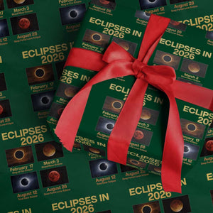 Eclipses in 2026 Celestial Calendar Infographic Wrapping Paper Roll Space Nerd Astronomy Gift Astrology Lover TS02 Green Print Your Wear