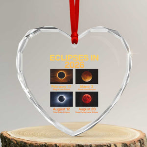 Eclipses in 2026 Celestial Calendar Infographic Heart Crystal Glass Ornament Space Nerd Astronomy Gift Astrology Lover TS02 Transparent Glass 3'' Heart Print Your Wear