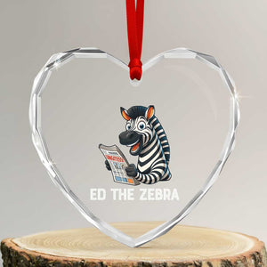 Ed the Zebra Meme Heart Crystal Glass Ornament Funny Viral Animal Escape Internet Humor Fans TS02 Transparent Glass 3'' Heart Print Your Wear