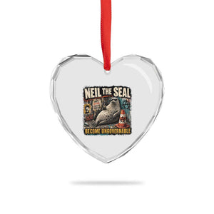 Edgy Neil the Seal Become Ungovernable Graffiti Graphic Heart Crystal Glass Ornament Sarcastic Rebel Viral Chaotic Elephant Seal Sunglasses Meme TS02 Print Your Wear