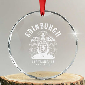 Edinburgh Scotland UK Est 1130 Crystal Glass Ornament Royal Coat of Arms In Defens Historic Crest Graphic