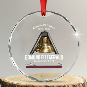 Edmund Fitzgerald 50th Anniversary Tribute Crystal Glass Ornament Chimes 29 Times 1975 2025 Memorial TS02 Transparent Glass 3'' Circle Print Your Wear