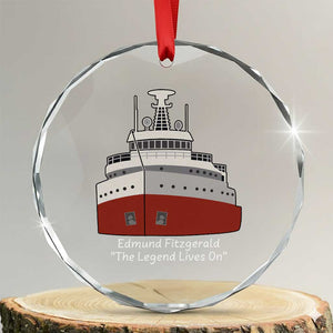 Edmund Fitzgerald Tribute Crystal Glass Ornament The Legend Lives On Great Lakes Freighter Memorial TS02 Transparent Glass 3'' Circle Print Your Wear