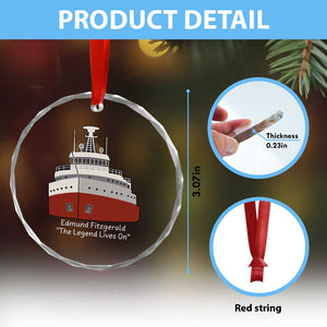Edmund Fitzgerald Tribute Crystal Glass Ornament The Legend Lives On Great Lakes Freighter Memorial TS02 Print Your Wear