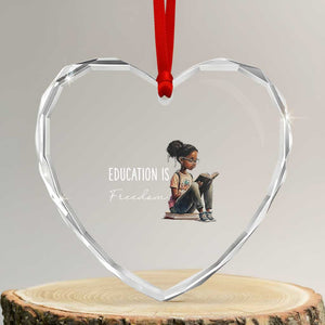 Education Freedom Heart Crystal Glass Ornament Black Teacher Books TS14 Transparent Glass 3'' Heart Print Your Wear