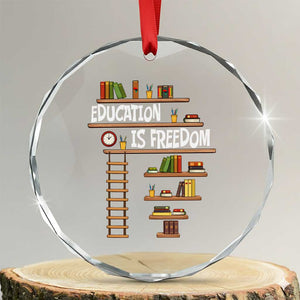 Education Is Freedom Crystal Glass Ornament African American History Africa Map Books TS12 Transparent Glass 3'' Circle Print Your Wear